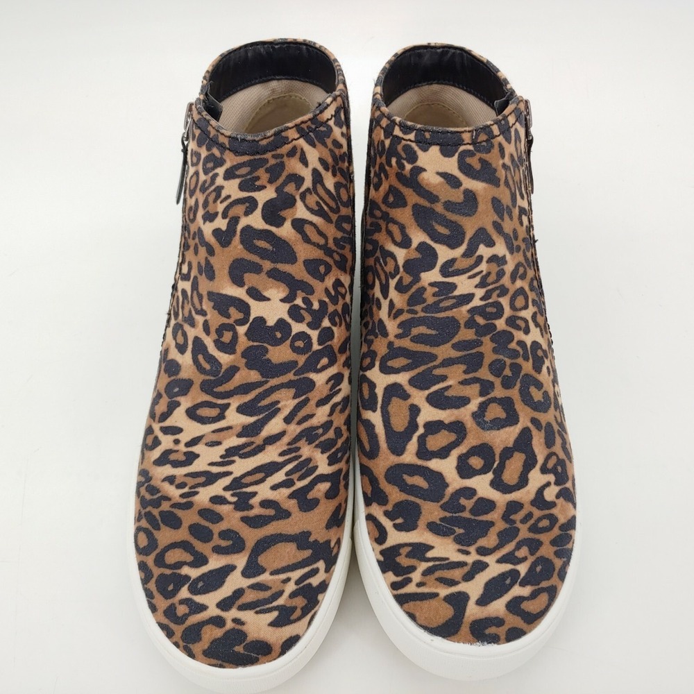 Naturalizer Shoes Womens Miranda Brown Cheetah 7.5 Ankle Boot Sneaker Side Zip